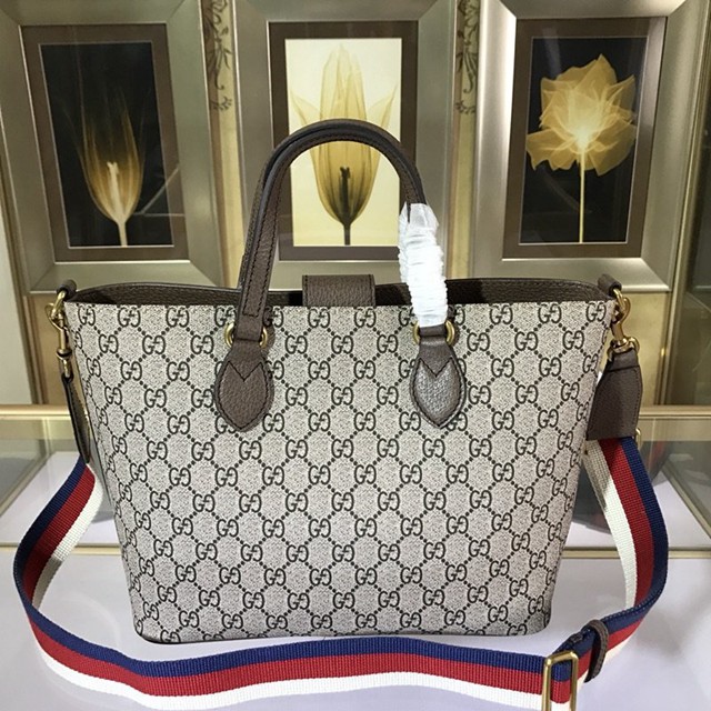 Gucci女包 473887 古馳Gucci貓咪印花購物袋 Gucci手提包  gqy1198